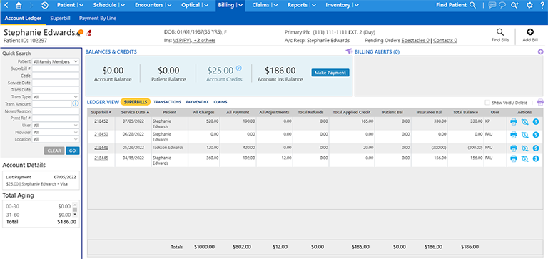 MaximEyes.com Account Ledger